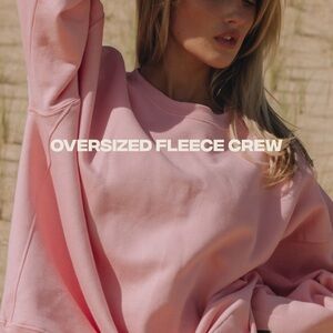Oversized Pink Fleece Crew
